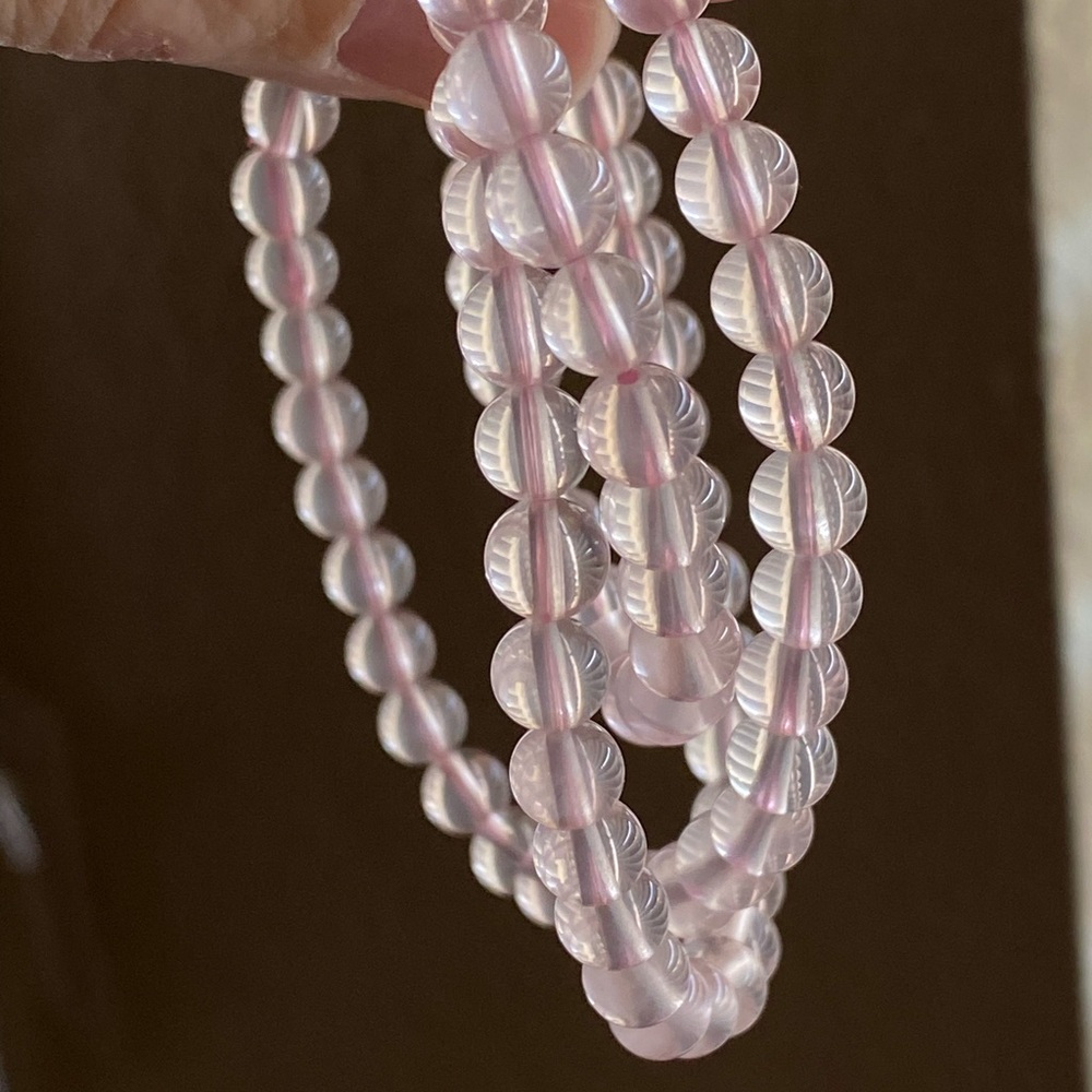 Star Rose Quartz Triple Wrap Bracelet | Pink Crystal | ~7-8mm